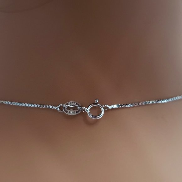 Blue Opal Vintage Delicate Pendant Necklace in 925 Silver - Picture 4 of 4